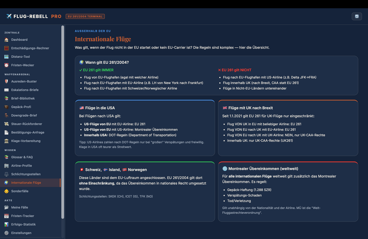 Flug Rebell | Fluggastrechte Entschädigung EU 261 Rechner | Mahnung Musterbrief Airline | Flugverspätung Koffer weg | Offline Tool