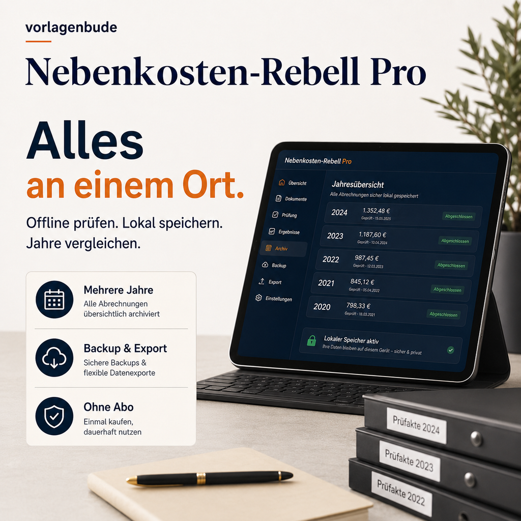 Nebenkosten-Rebell Pro – Nebenkostenabrechnung strukturiert prüfen