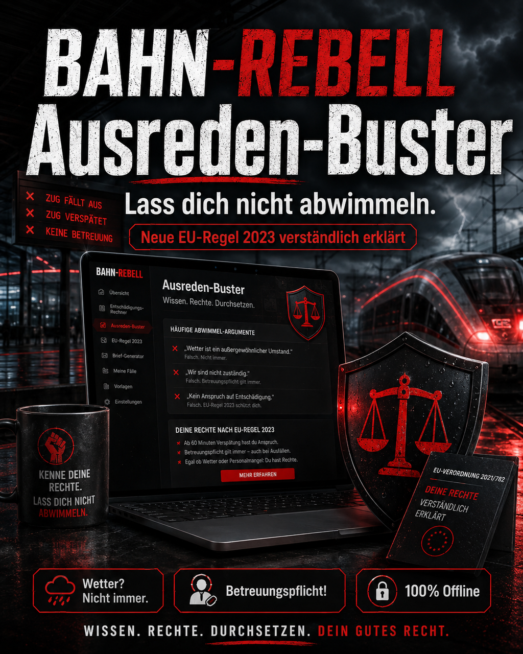 Bahn Rebell PRO | Fahrgastrechte Entschädigung Rechner | Deutsche Bahn Verspätung Mahnung | Taxi Hotel Erstattung Musterbrief